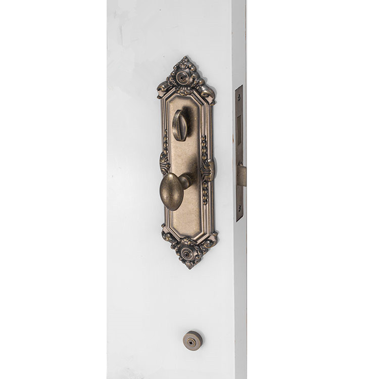 Zinc Alloy Luxury Front Gate Entrance Door Handle Lock Set for Double Door