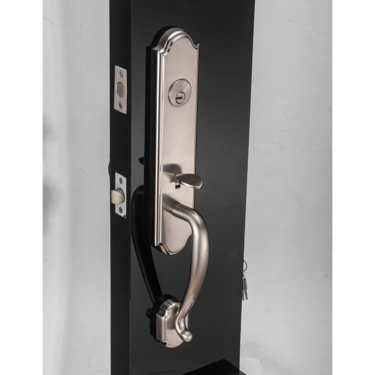 Satin Nickel Singel Cylinder Deadbolt Zinc Alloy Grip Entry Handleset Entrance Interior Lever Door Lock Leverset