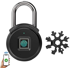 IPhone Bluetooth Fingerprint Padlock Smart Keyless Security Locker Lock Gym Lock IP65 Waterproof Anti-Theft USB Rechargeable for School Locker Gym, Door Cabinet Suitcase Backpack