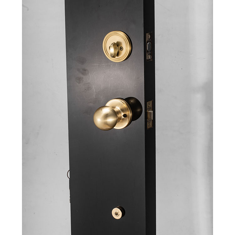 Yellow Bronze Lever Door Handle Euro Profile Mortise Lock Double Open Cylinder Door Handleset Lock Computer Key