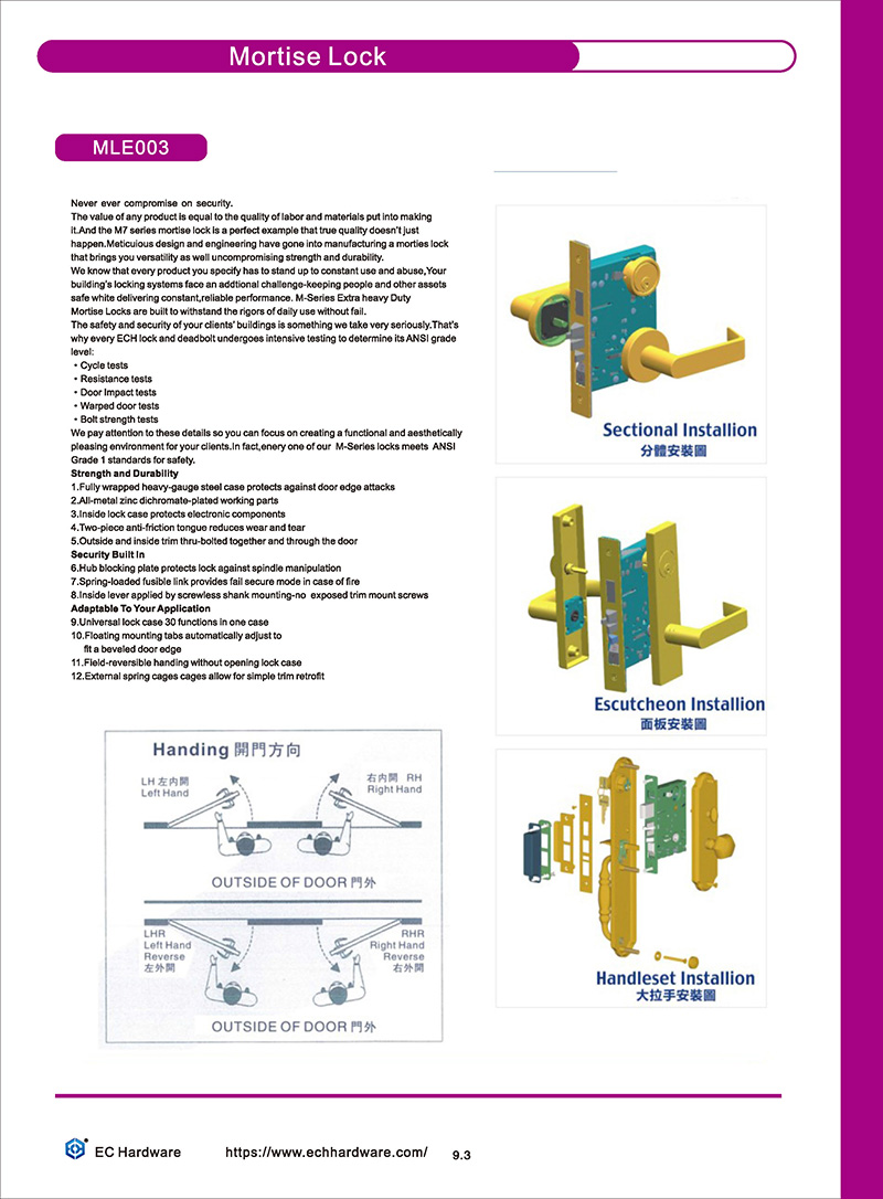 American ANSI Grade Security Door Lockset Handle Safe Commercial Lock