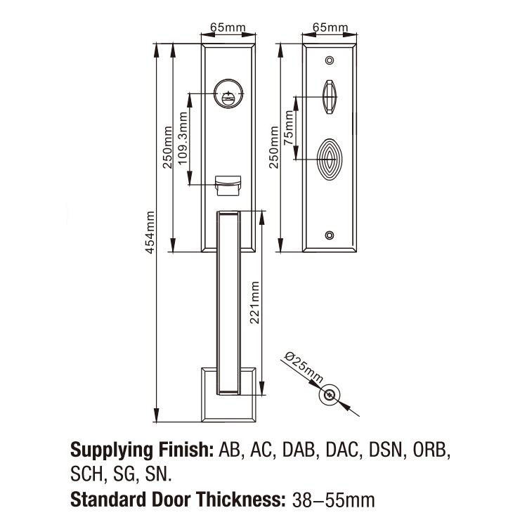 DAB Solid Zinc Alloy Exterior French Door Locks New Front Door Lock And Handle
