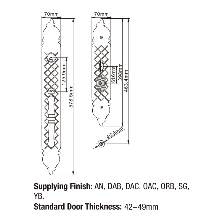 DAB Zinc Alloy Entry Door Lock Types Safe Entry Door Lock Cylinder Replacement